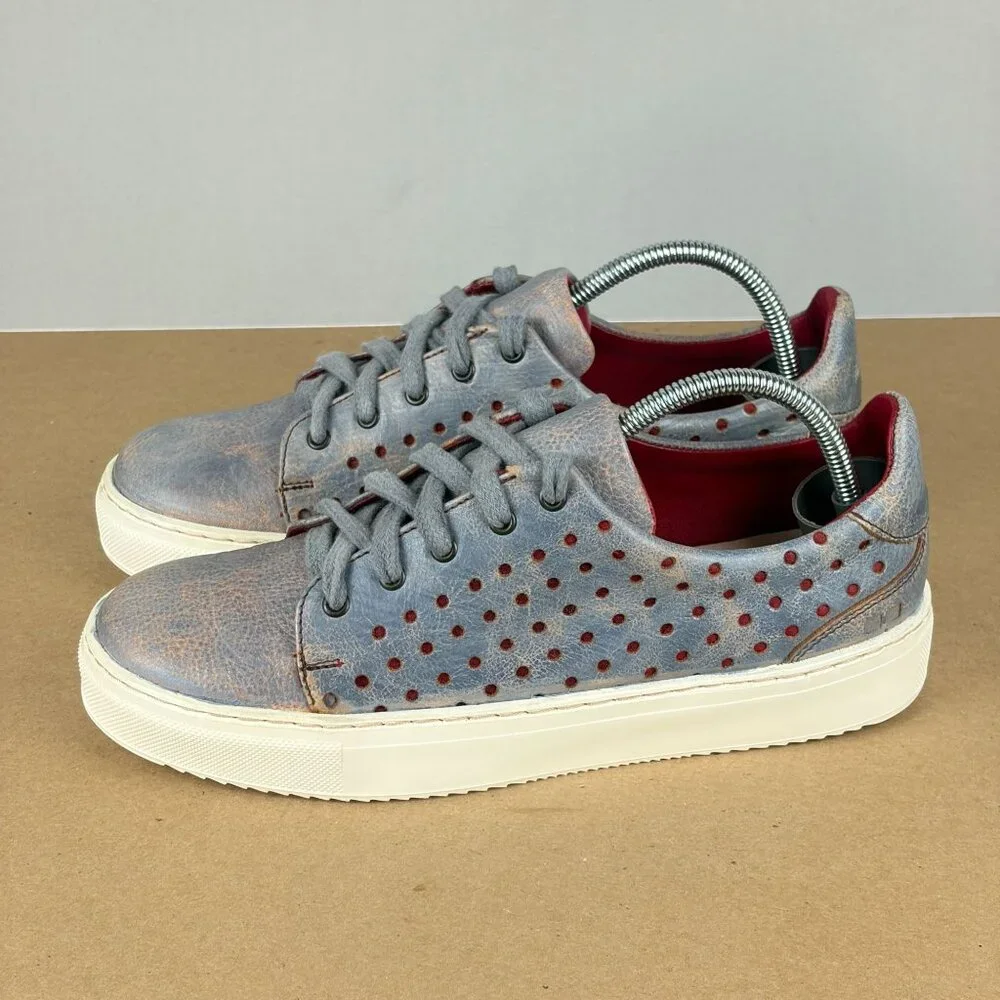 Bed Stu Lyne Perforated Leather Sneakers Womens 7 Blue Red Low Top Lace Up - Picture 10 of 10
